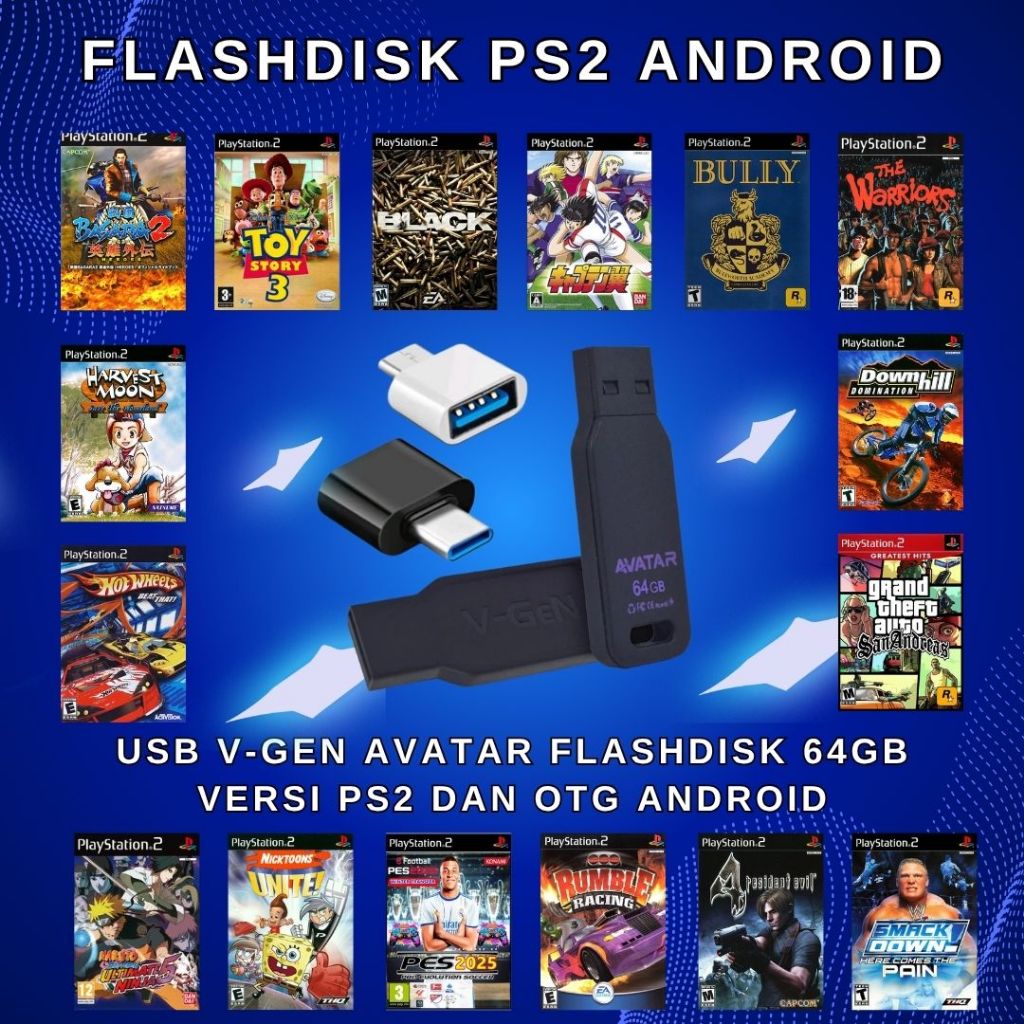 Flashdisk OTG ANDROID Game PS2 untuk HP