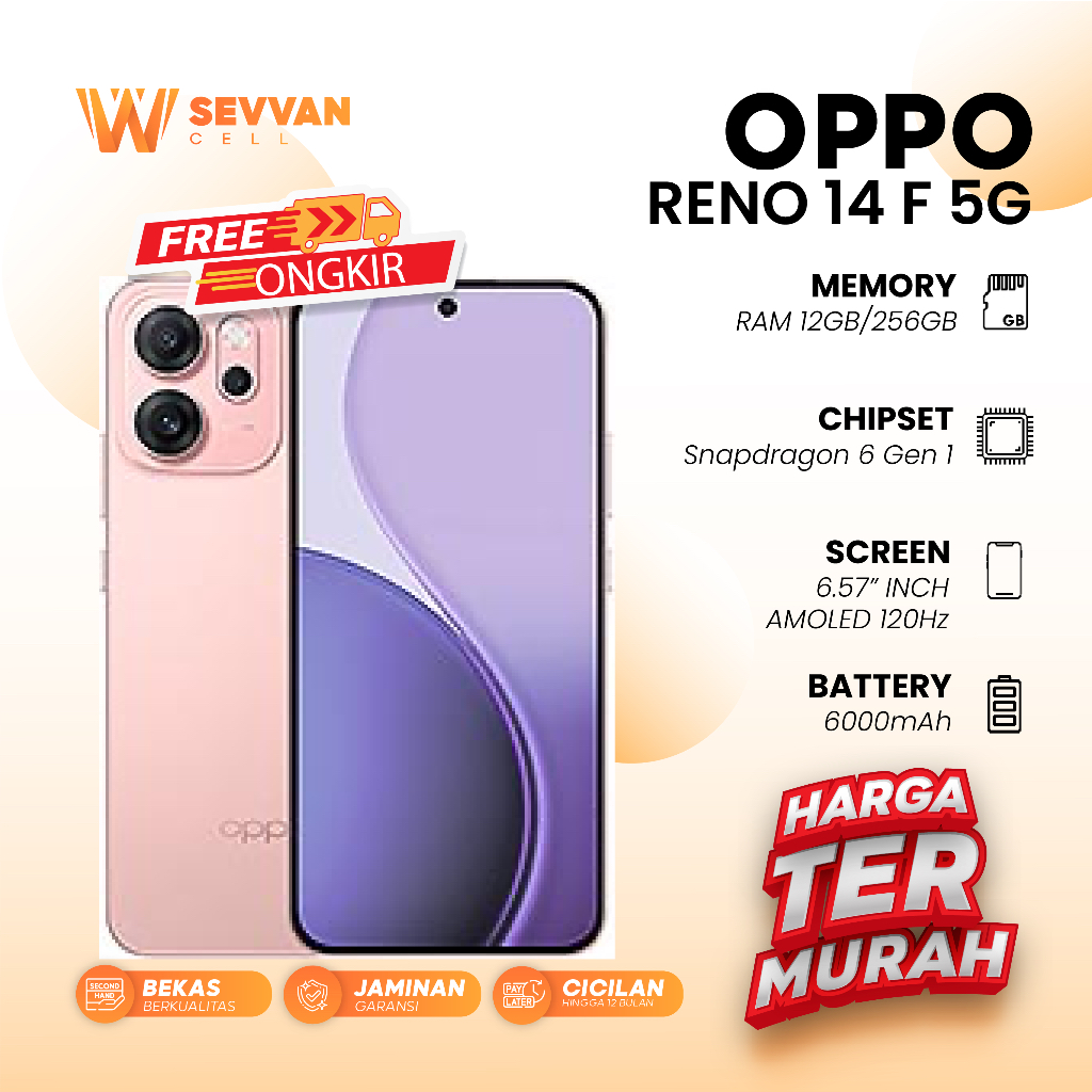 Handphone Oppo Reno 14F 5G  Ram 12 256GB