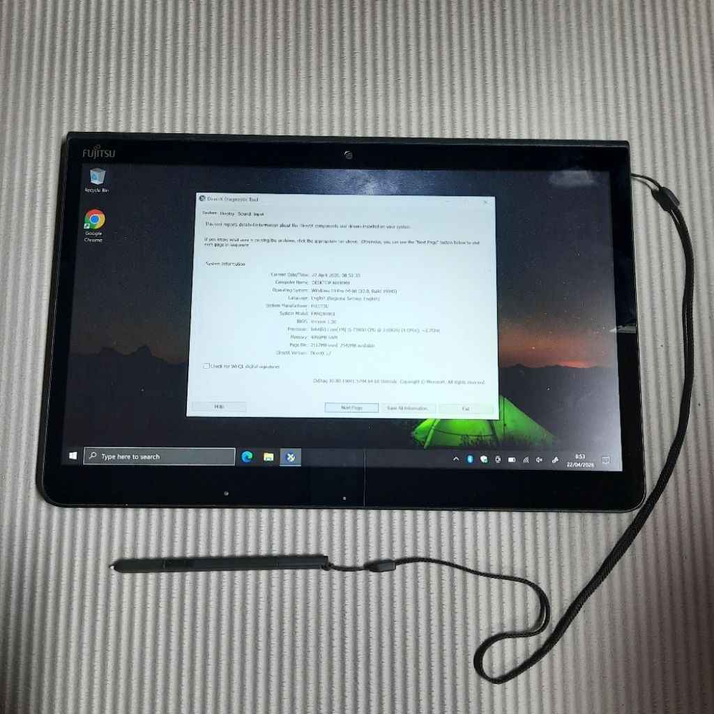 Tablet windows Fujitsu Q737 i5 7300u 4gb 128gb ssd