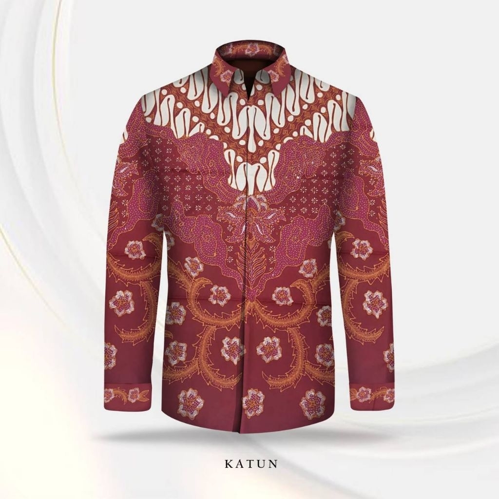 kain batik tulis pria bahan katun warna merah mewah