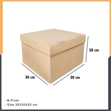 Box Top Bottom Ukuran 30x30x20cm Kardus Packing Putih Polos Dus Hampers Kotak Boneka