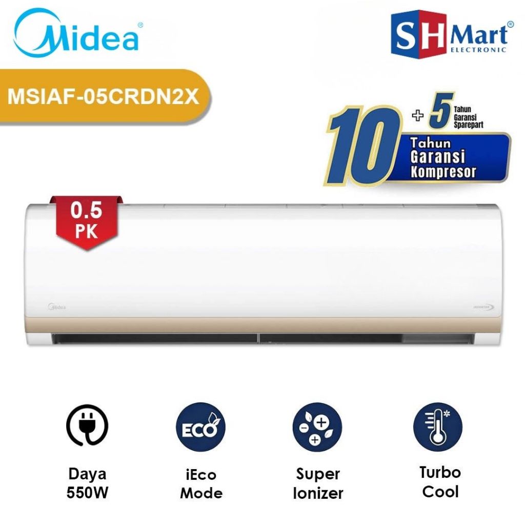 Ac Midea 1/2 Pk MSIAF-05CRDN2X / MSIAF05CRDN2X Inverter Self Cleaning Hemat Listrik (MEDAN)