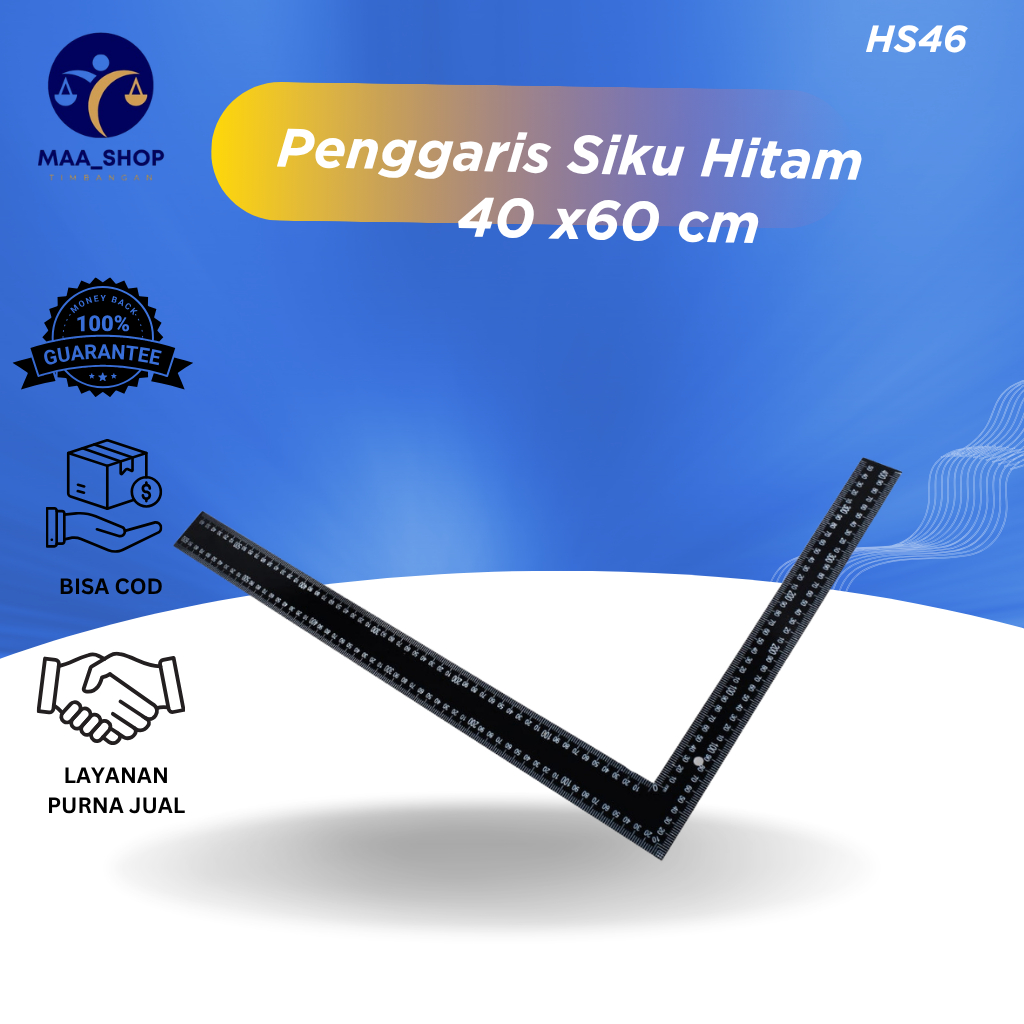 Siku Hitam 40 x 60 cm Penggaris Siku Meter PENGGARIS SIKU METER 40 X 60 CM SIKU TUKANG PENGUKUR SUDU