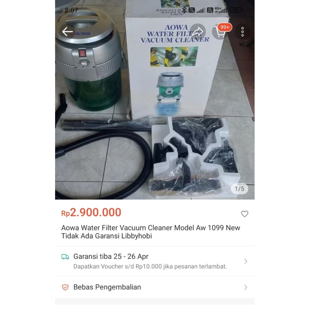 aowa water filter vacum cleaner aw-1099 basah/kering