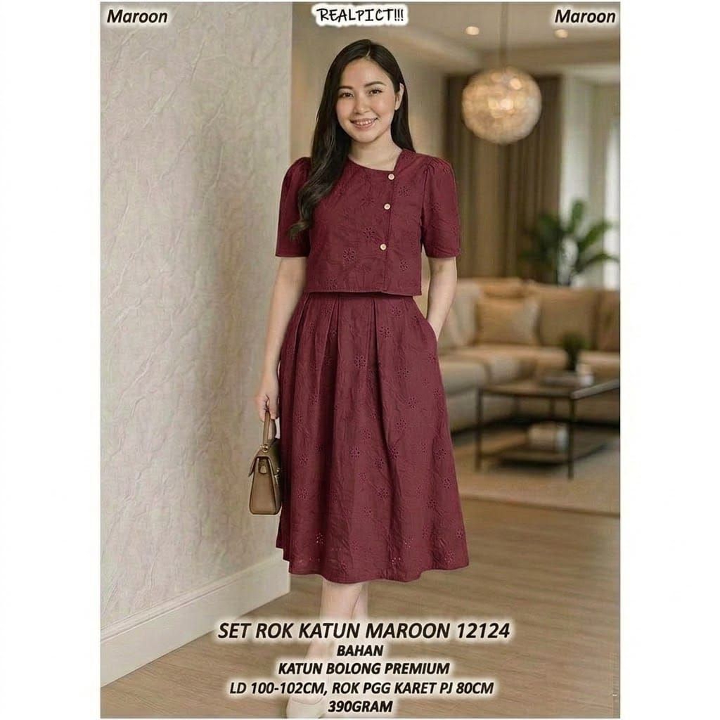 Stelan Rok Katun Bolong premium