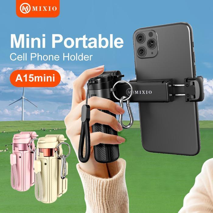 MIXIO A15 Mini Premium Pocket Grip Tripod Mini Selfie Stick Remote Control Tripod 3 In 1 Tongsis Tri