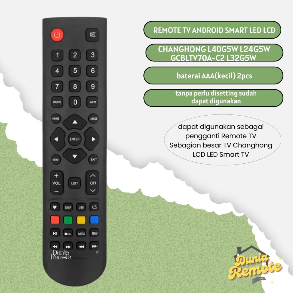 Remote Remot TV CHANGHONG GCBLTV70A-C2 ANDROID SMART LED LCD L32G5W L40G5W L24G5W L29G5W L32G3 L32H1