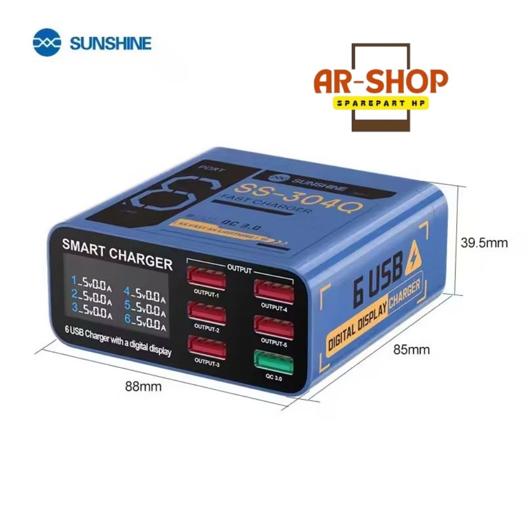 CHARGER 6 PORT USB ORIGINAL BRAND SUNSHINE