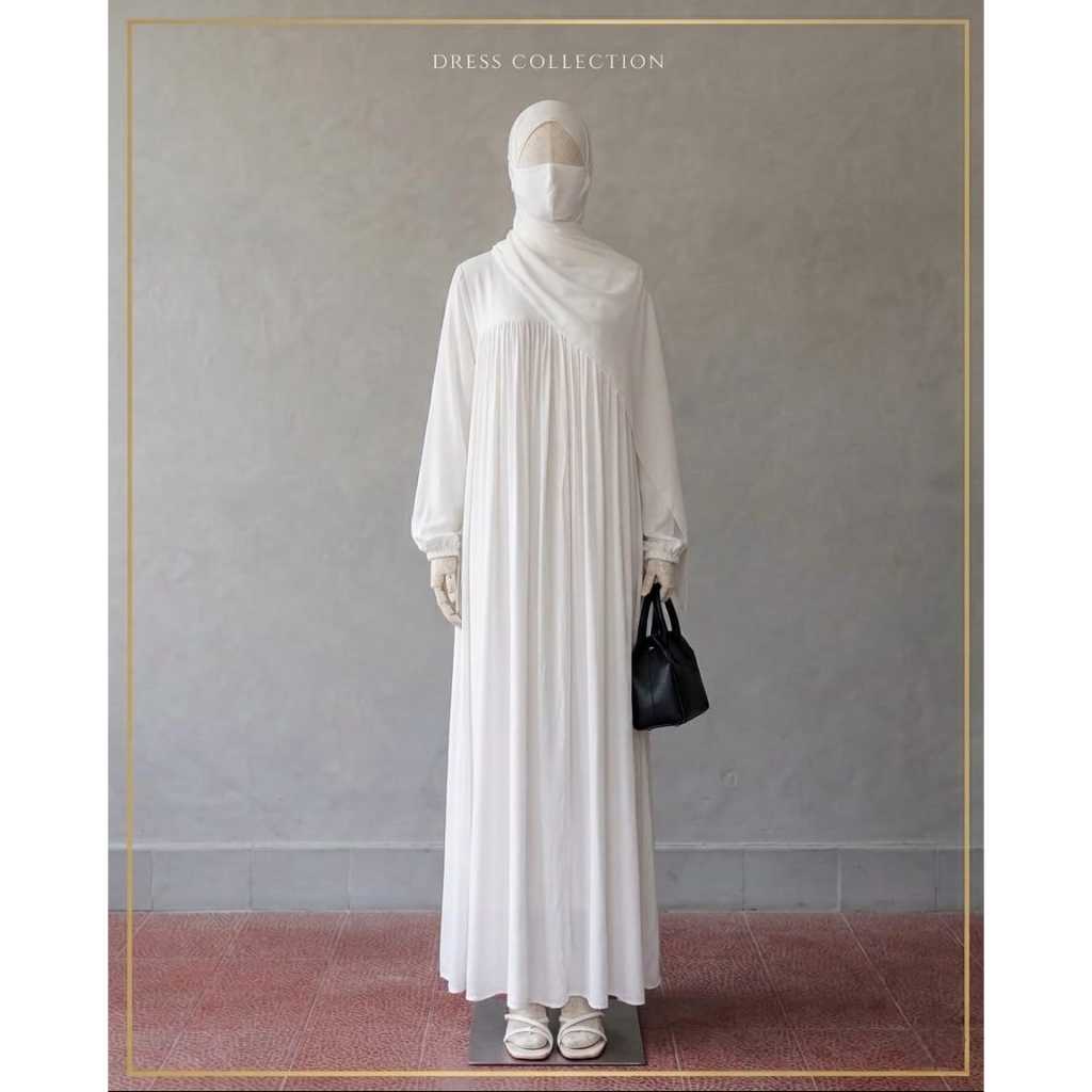 GF - GAMIS RAYON TWILL DESIGN TIMELEES DRESS PUTIH POLOS SIMPLE