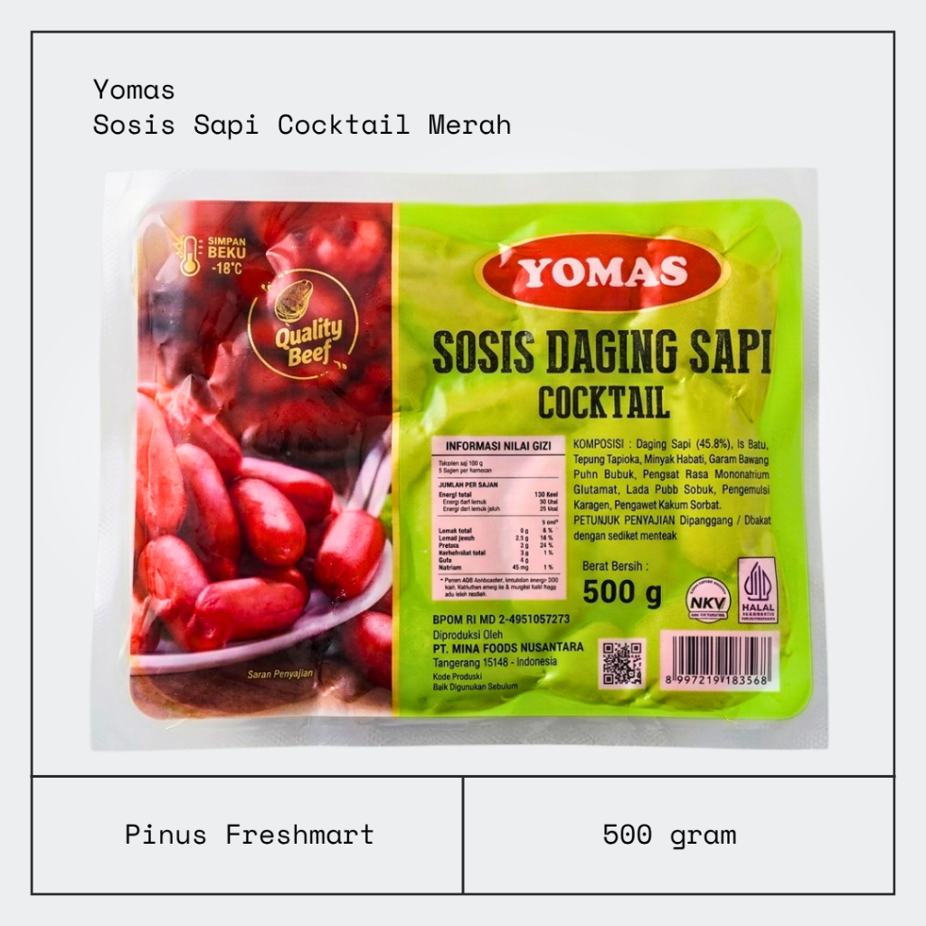 Yomas Sosis Sapi Cocktail Merah 500gr / Yomas Sosis Cocktail Merah