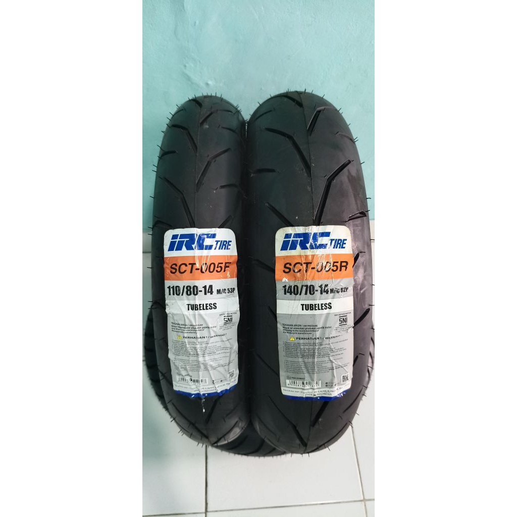 PAKET DEPAN BELAKANG BAN LUAR TUBELESS IRC 110/80-14&140/70-14 SCT005R/SCT005F BAN MATIC AEROX155 AE