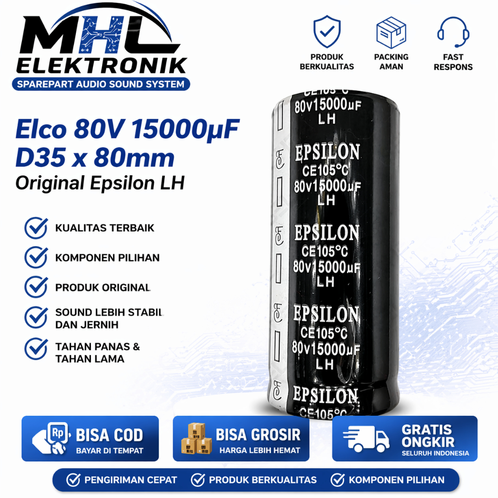 ELCO EPSILON 80v 15000UF EPSILON 80v 15.000uf ORIGINAL