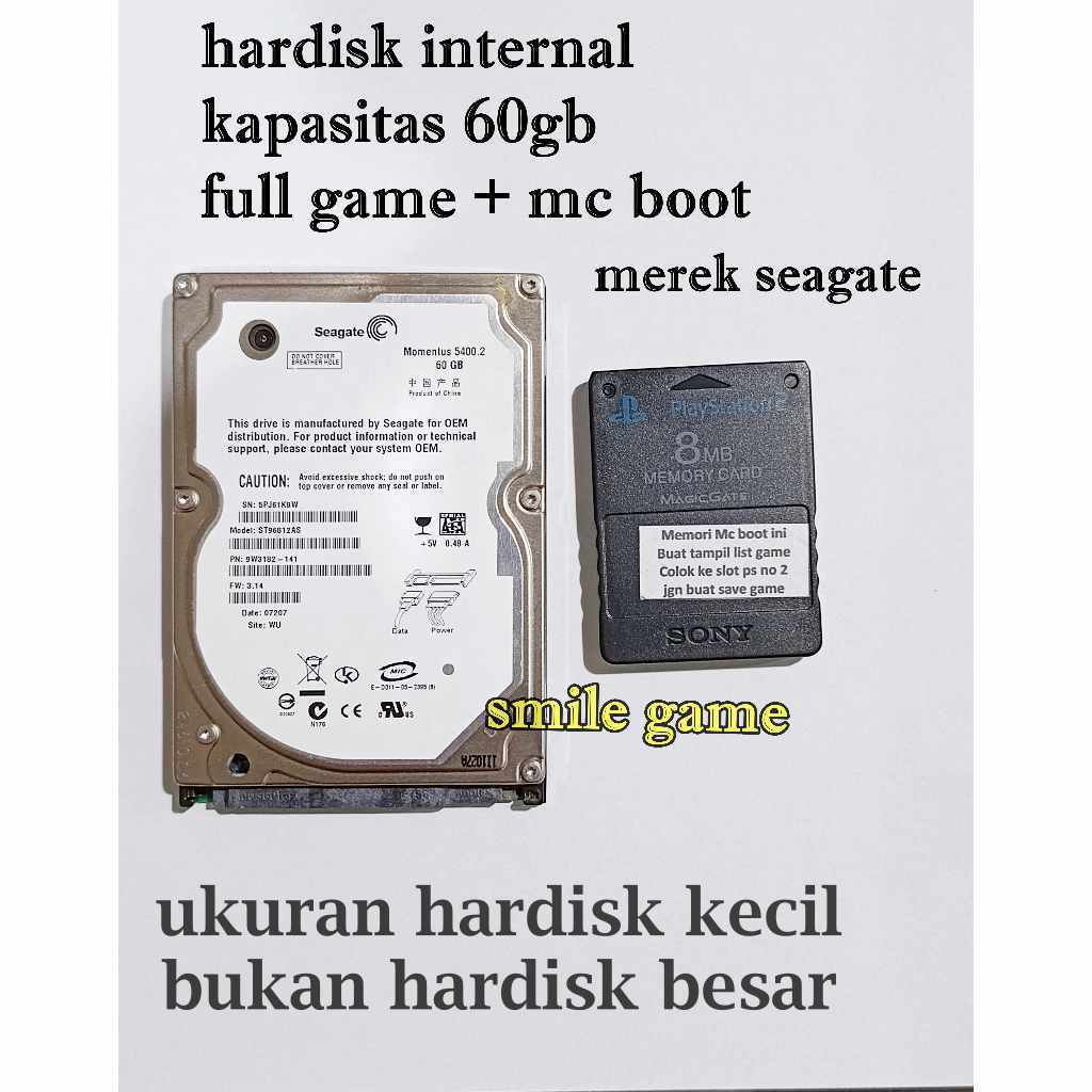 HARDISK SEAGATE 60GB COCOK UNTUK DI JADIKAN INTERNAL/EXSTERNAL ,  ADA 3 VARIAN FULL GAME + memori mc