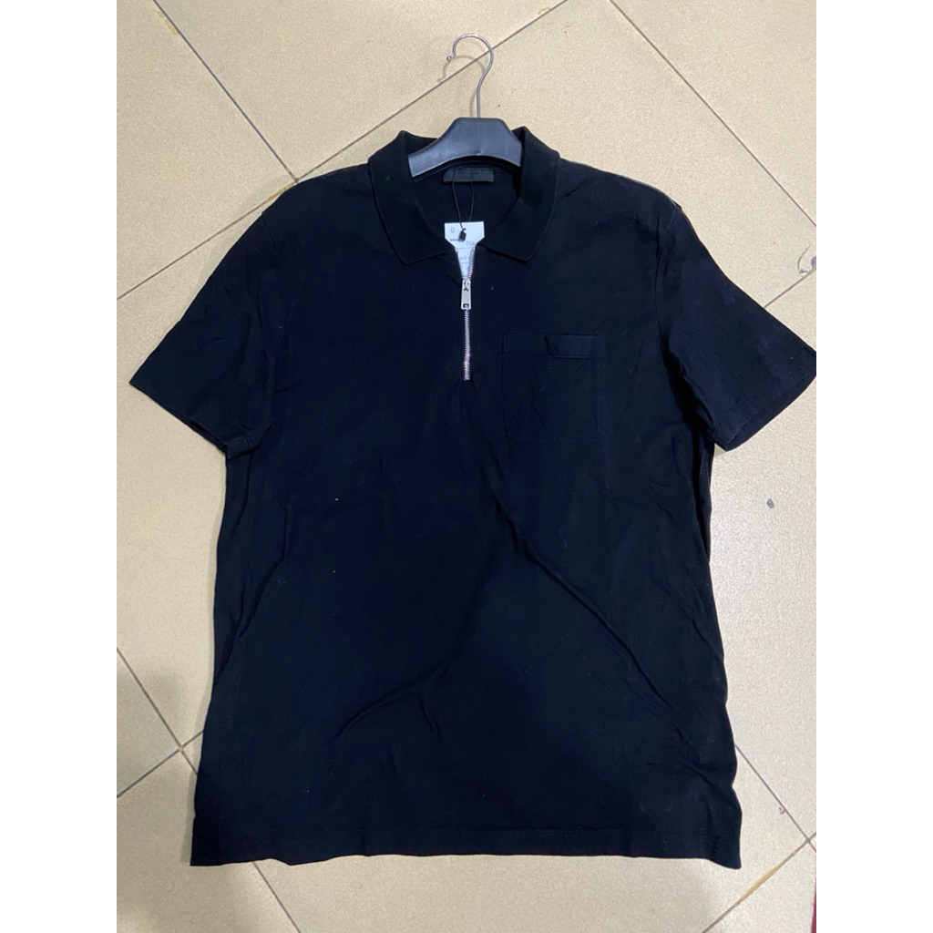 Prada Spot Polo Shirt Half Zip 100% Authentic Second Originalr