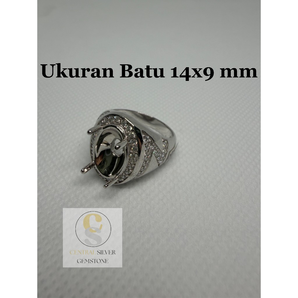 Emban Cincin Silver 925 Pria untuk batu akik (Diameter batu 14x9)