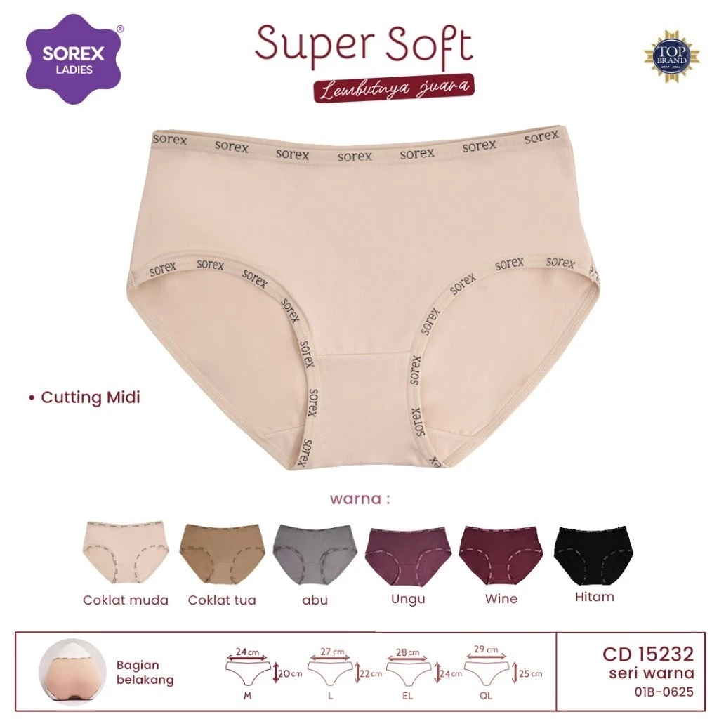 isi 3/6 - CD Sorex 15232 | Sorex Celana Dalam Wanita Basic Midi Super Soft Adem Lembut - Dyarshop