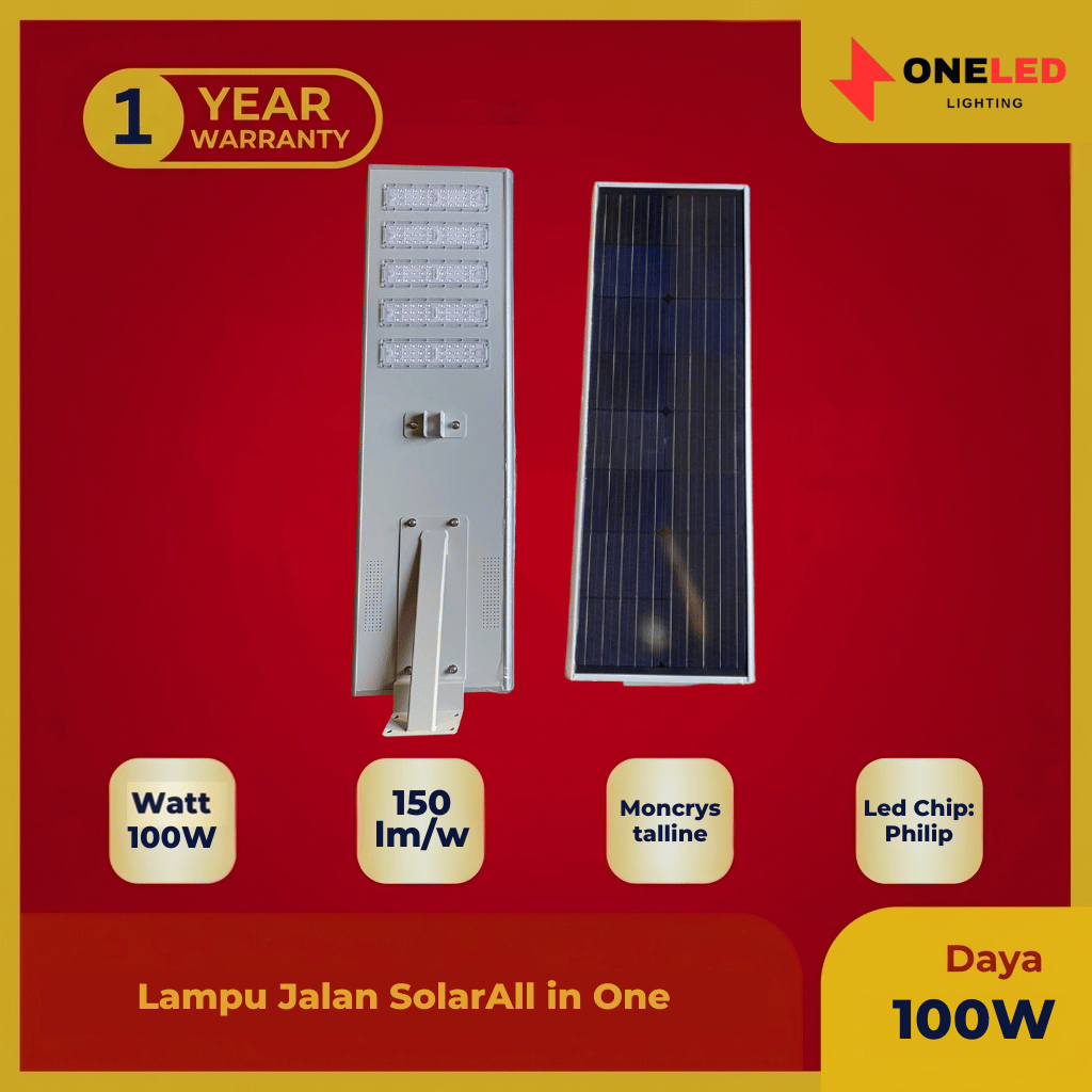 Lampu PJU All In One ICOM AIOM 100W Chip LED Philips Original Tenaga Surya - Lampu Jalan Solar Cell 