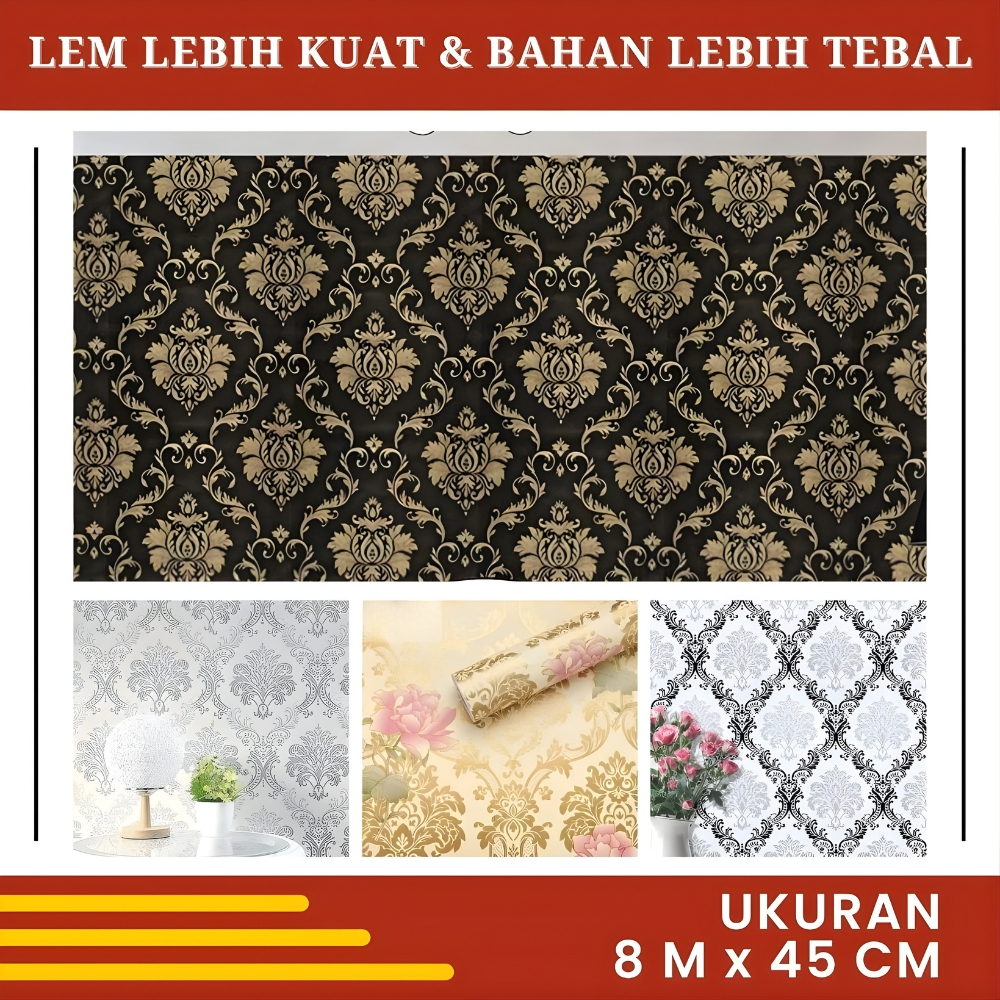 Wallpaper Dinding Batik Putih Silver Walpaper Dinding Kamar Tidur Motif Batik Vintage 10 Meter