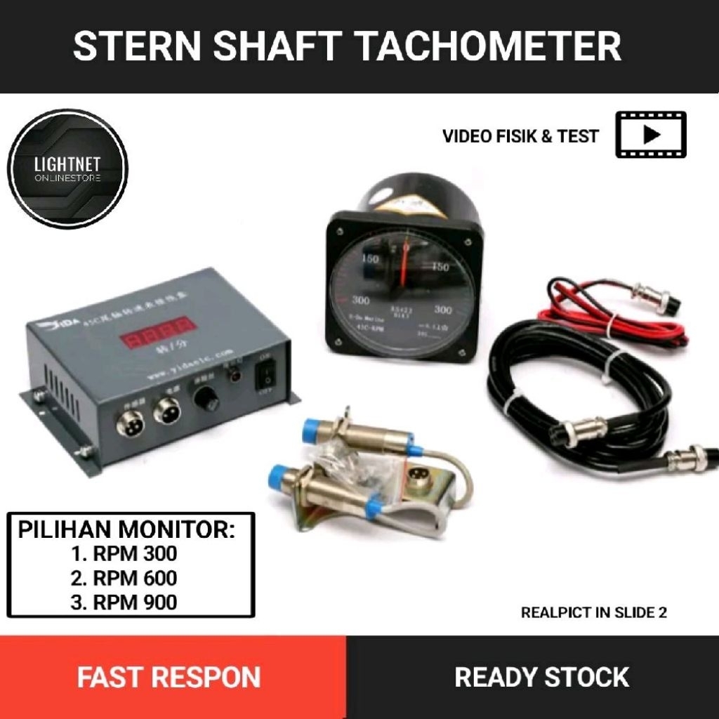 Stern Shaft Tachometer 45C RPM 300 / RPM 600 / RPM 900 for Marine / Kapal (1 set)