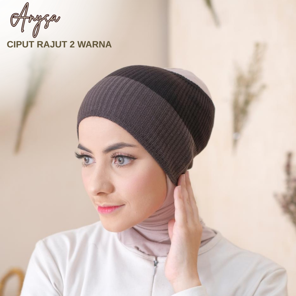 Ayasha Ciput Rajut 2 Warna Polos Anysa Hijab Polos Nyaman Dipakai