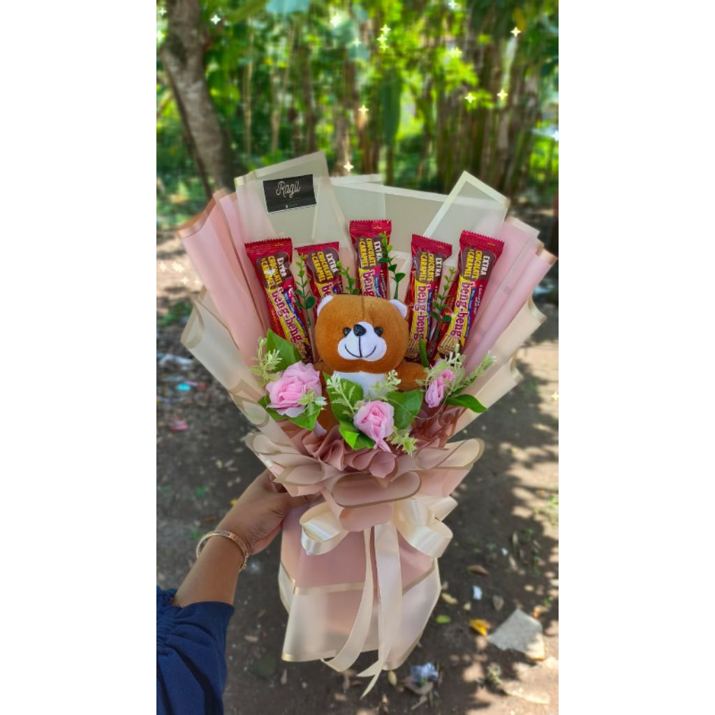 Buket Snack Pocky Jumbo - Warna Pink, Pilihan Rasa Menarik, Hadiah Spesial