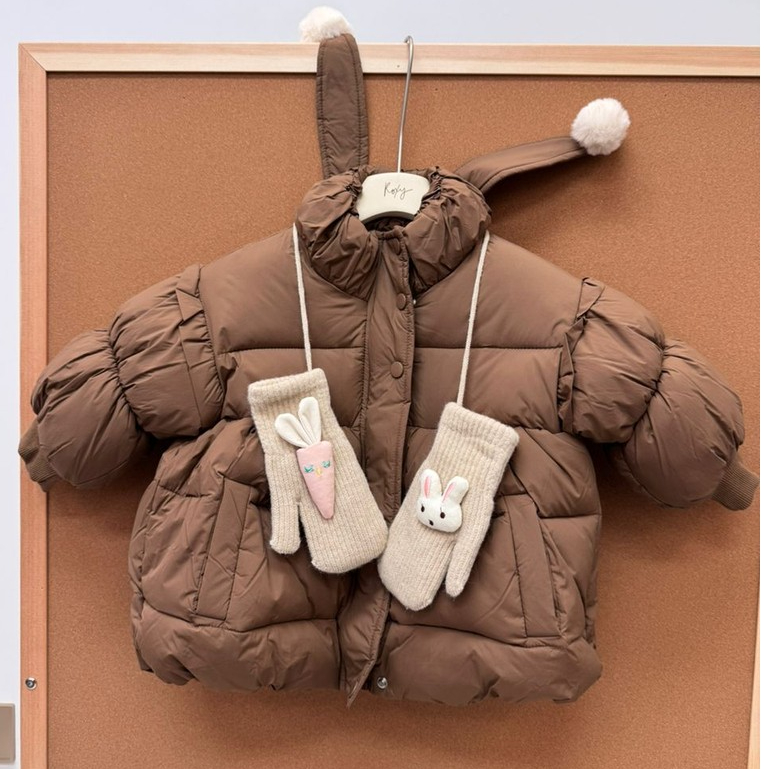 Roxey Rabbit Puffer Wool Kids / Puffer Coat Untuk Anak Perempuan Include Glove / Coat Winter Anak Da