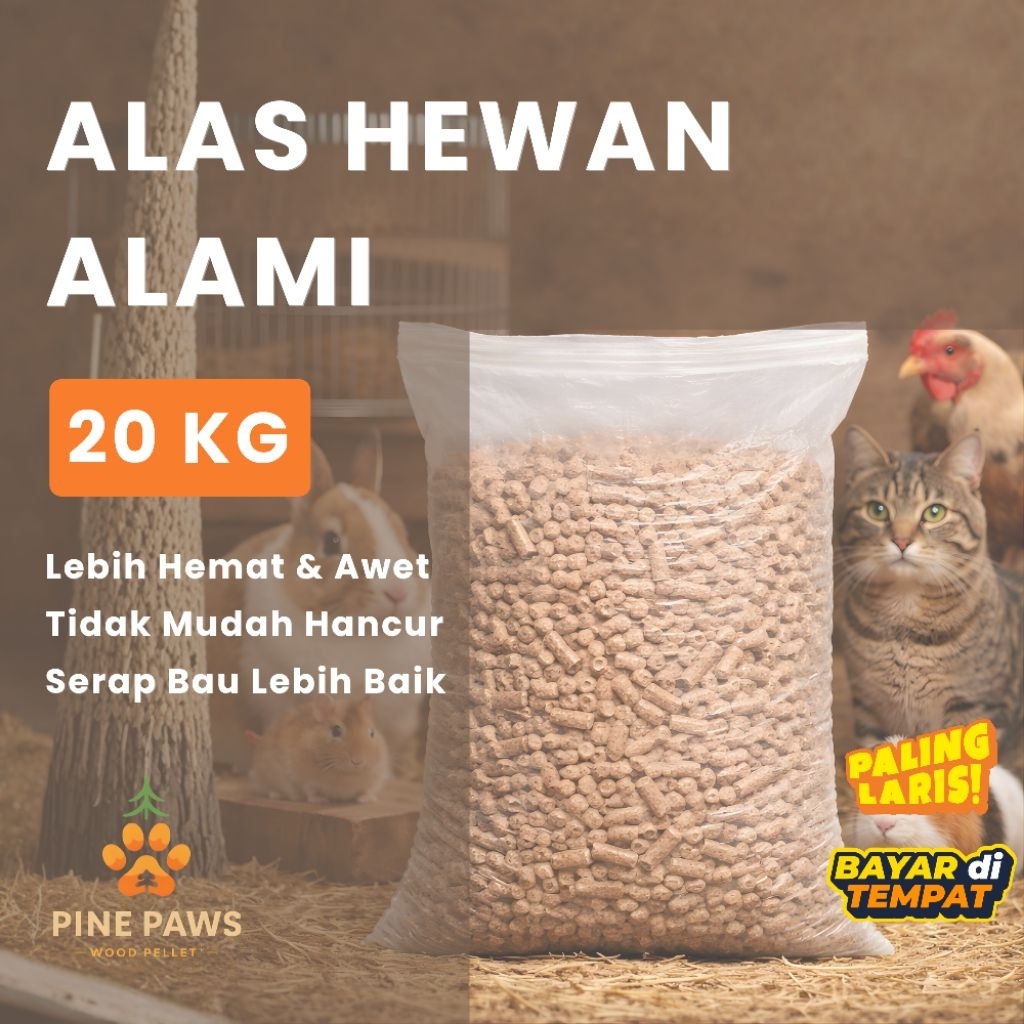 Wood Pellet Pine Paws - Pellet Kayu Alami Untuk Hewan Peliharaan 20KG