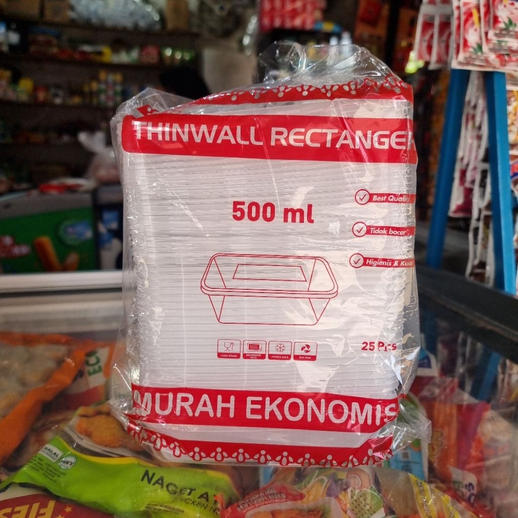 Thinwall Rectangle Thinwal Wadah Plastik Kotak 500ml