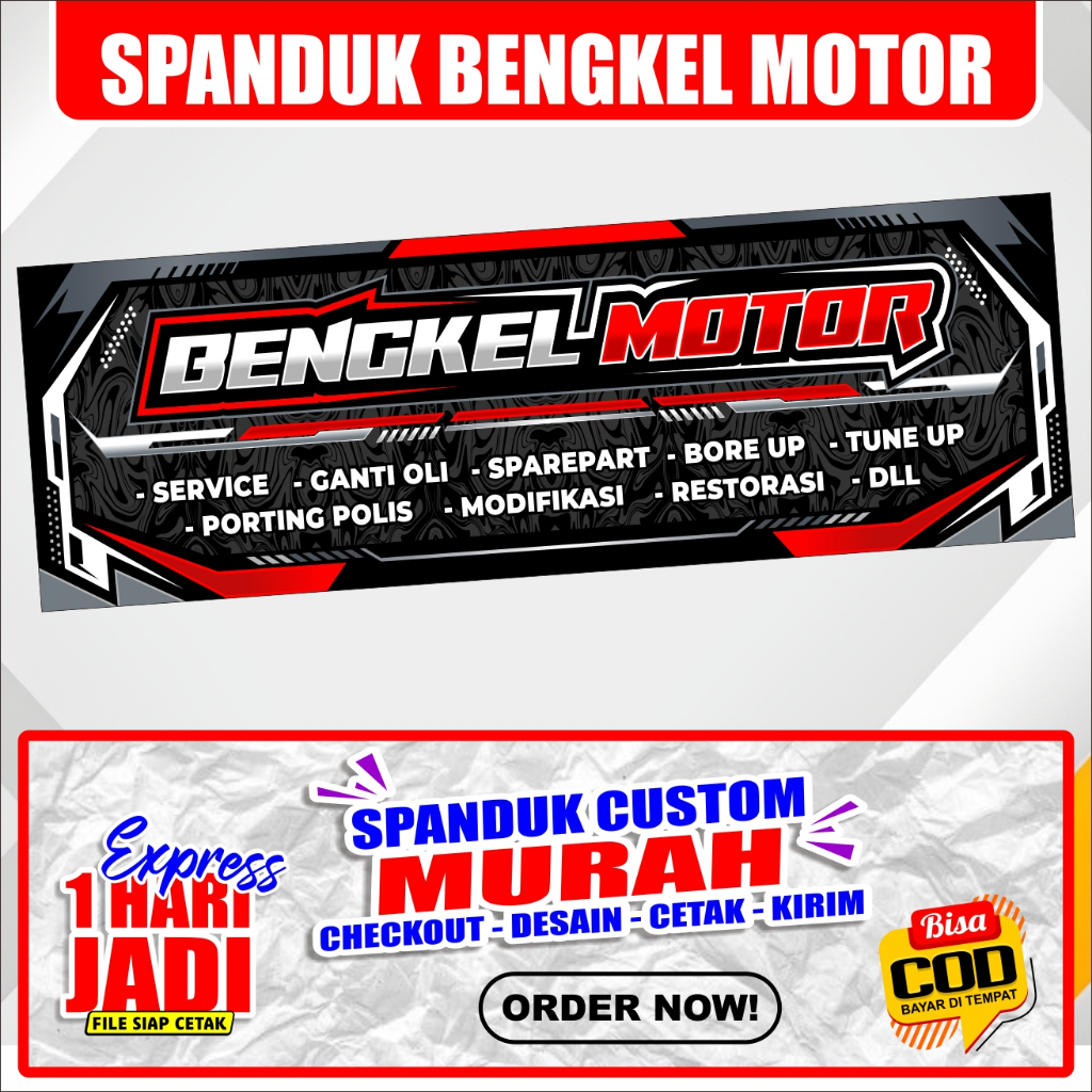 Banner BENGKEL MOTOR, SPANDUK BENGKEL MOTOR / Banner BENGKEL, SPANDUK BENGKEL