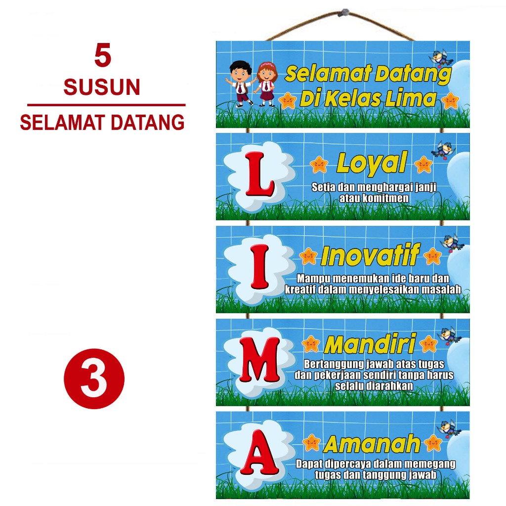 Hiasan Gantung Pintu Kelas Selamat Datang Di Kelas Lima Dekorasi Pintu Kelas