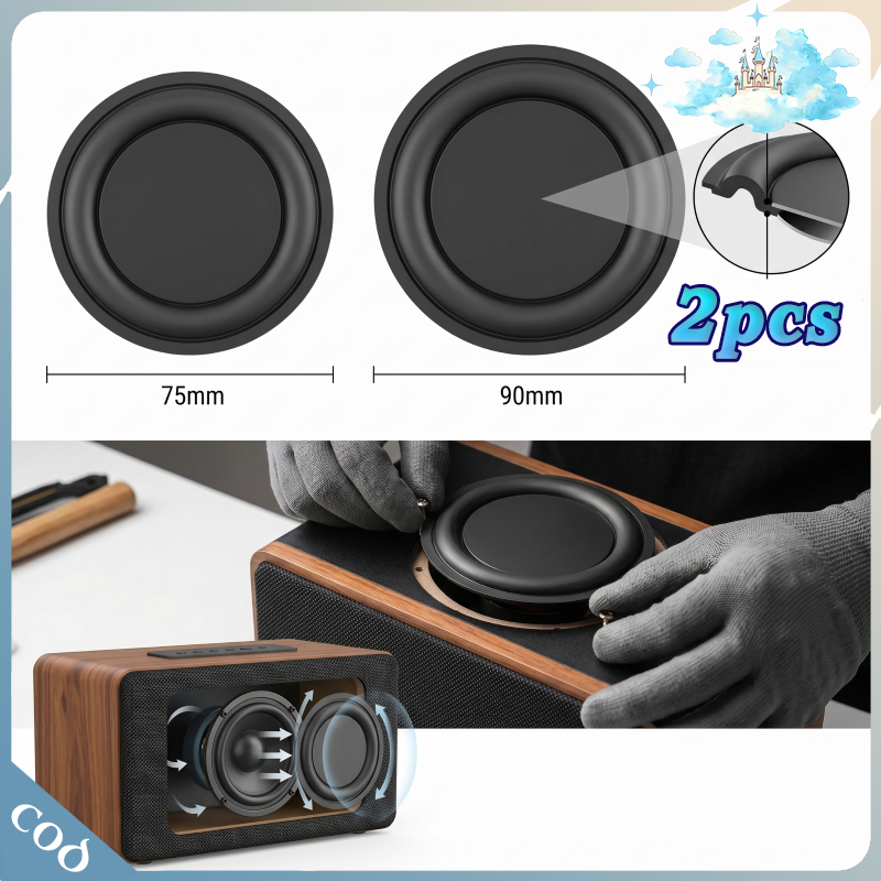 2PCS Bass Pasif Radiator 75mm/92mm Membran Frame Besi Karet