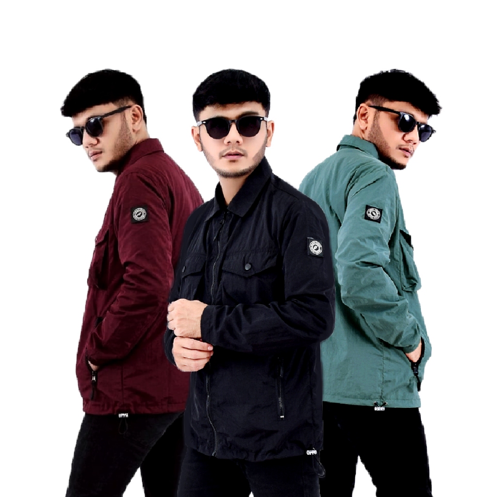 Glory Inside Overshirt Majesty Jacket Pria Bahan Cringkle Nylon Premium Windbreaker Casual