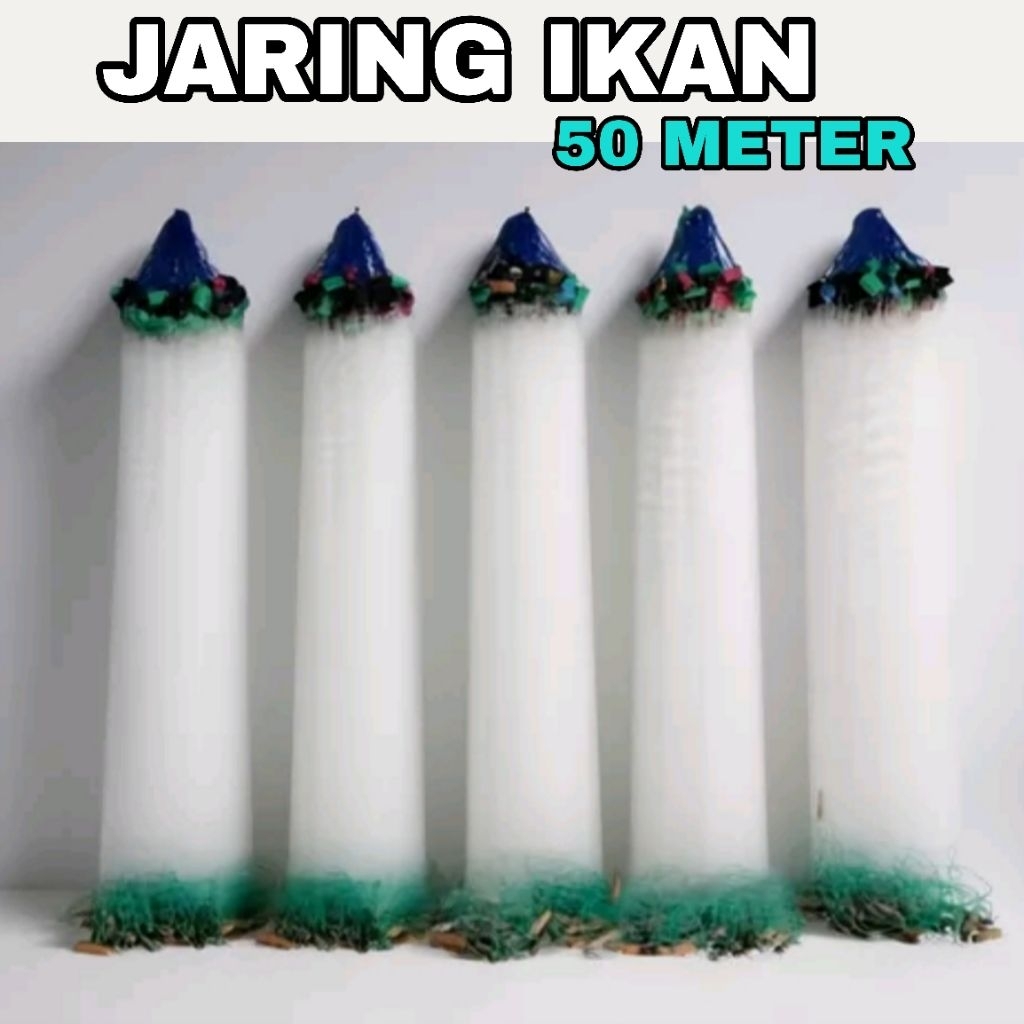 jaring ikan 50 meter siap pakai