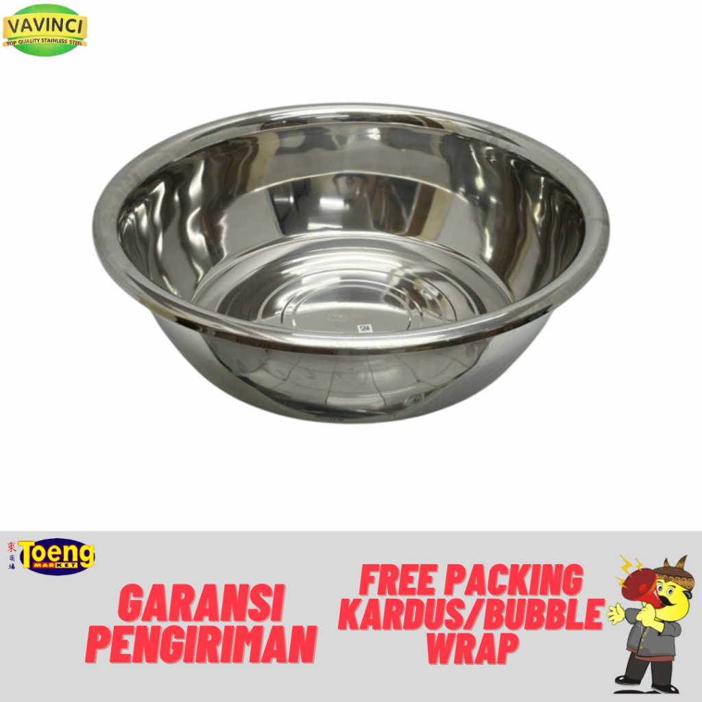 Baskom Stainless Jumbo 70cm VAVINCI - BASKOM BIBIR TINGGI S/S 70cm #3870 VVC