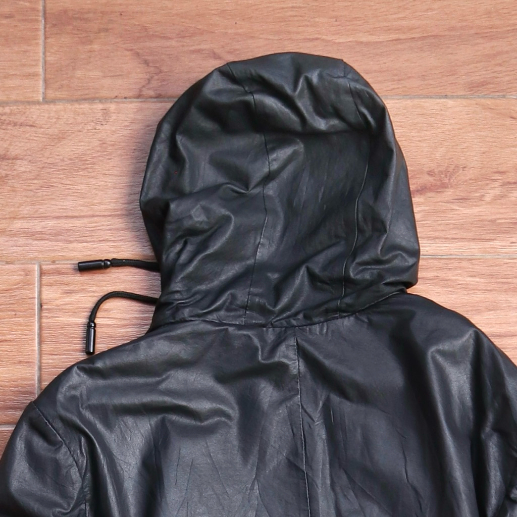 Jaket kulit asli ukuran L kambing hoodie slim casual berhodie hudi topi genuine leather jacket hoode
