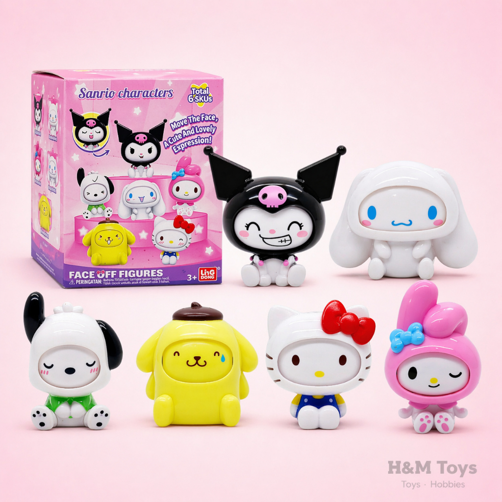 EMCO Figure Sanrio Face Off Figures – Kuromi Melody Cinnamoroll Hello Kitty Pochacho Pompompurin - G