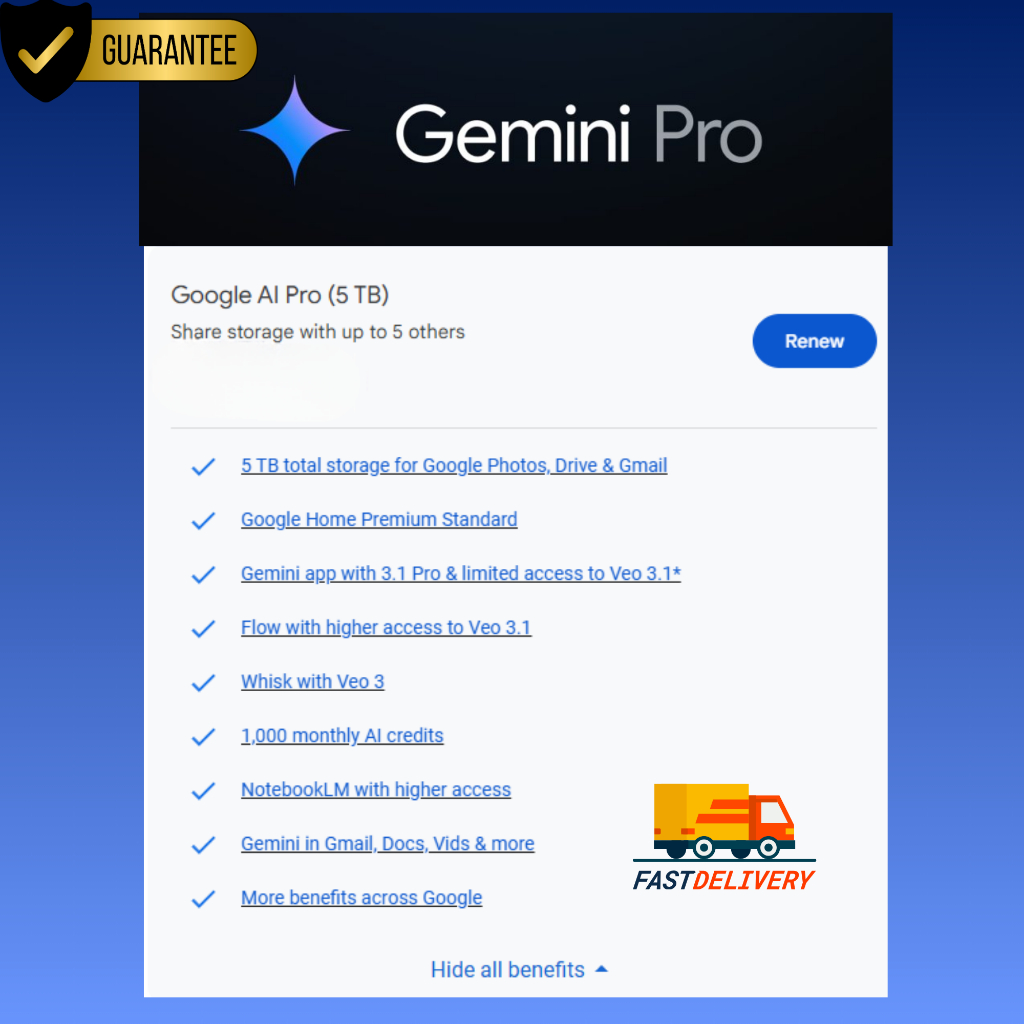 [PRO] GEMINI 3.1 AI PRO Google One 1 BULAN