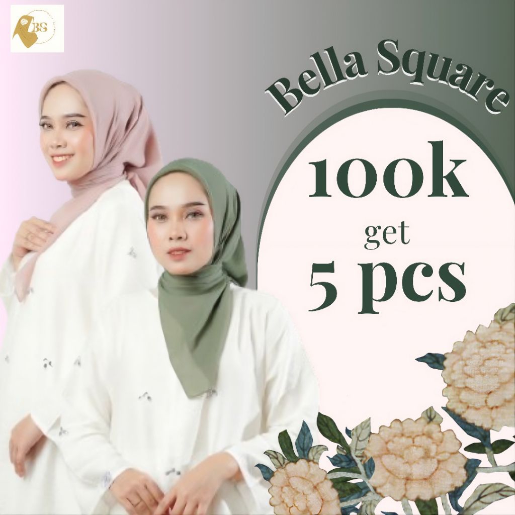 BellScraf | Bella Square Warna Sky Blue | Hijab Segi Empat Pollycotton Premium 110x110 cm