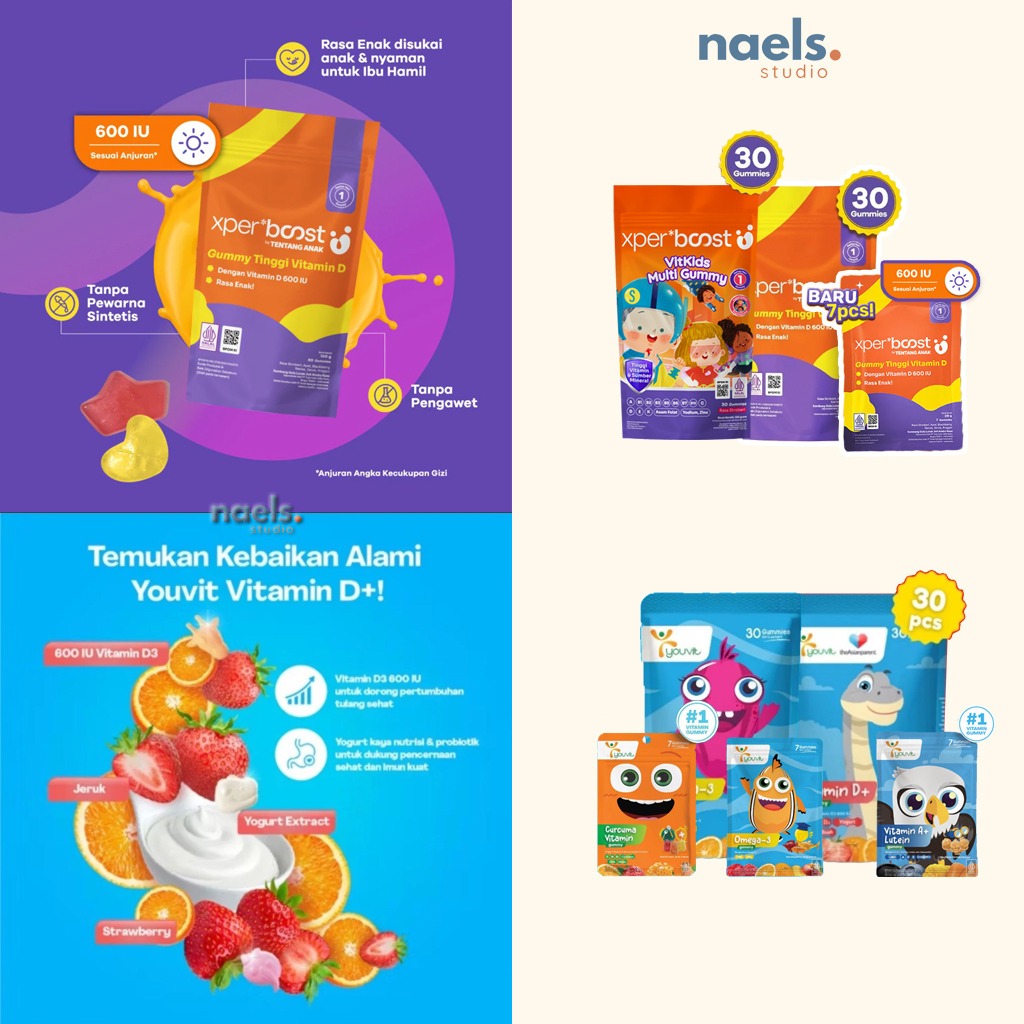 Naels Studio - Vitamin All Series by Expert Boost & Youvit / Multivitamin Curcuma Lutein Omega / Mul