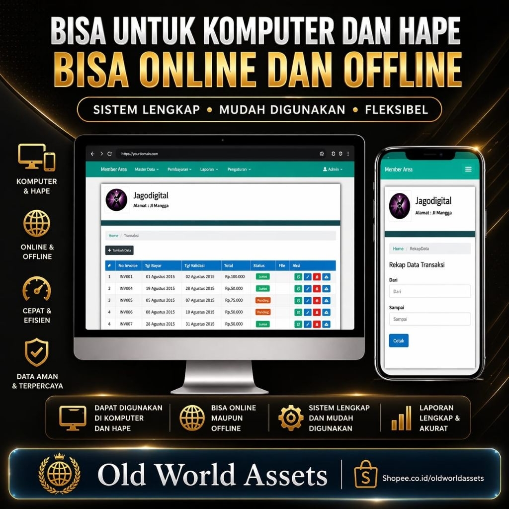 Aplikasi Tagihan wifi RT RW berbasis web bisa online dan offline