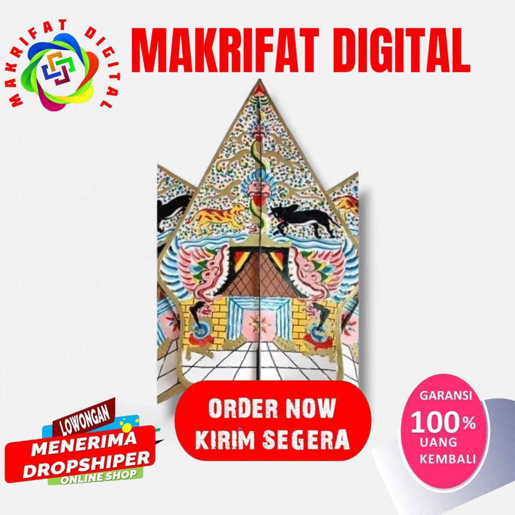 ZACK MART Wayang Kulit Kerbau ASLI Gunungan Ganesha Kualitas Alusan Ukuran 80cm Standar Dalang