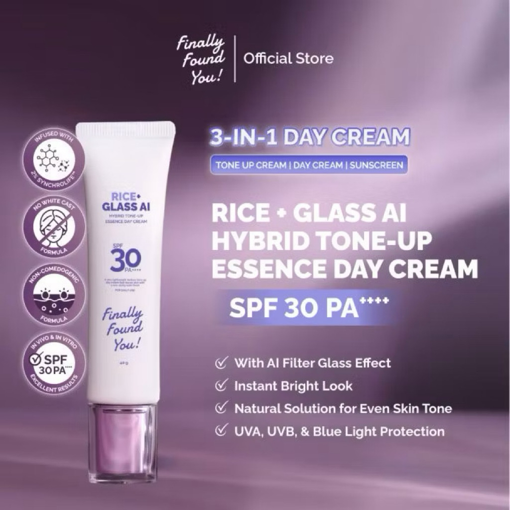 [Manohara's Pick] Finally Found You! RICE+ Glass AI Hybrid Tone-Up Essence Day Cream SPF 30 PA++++