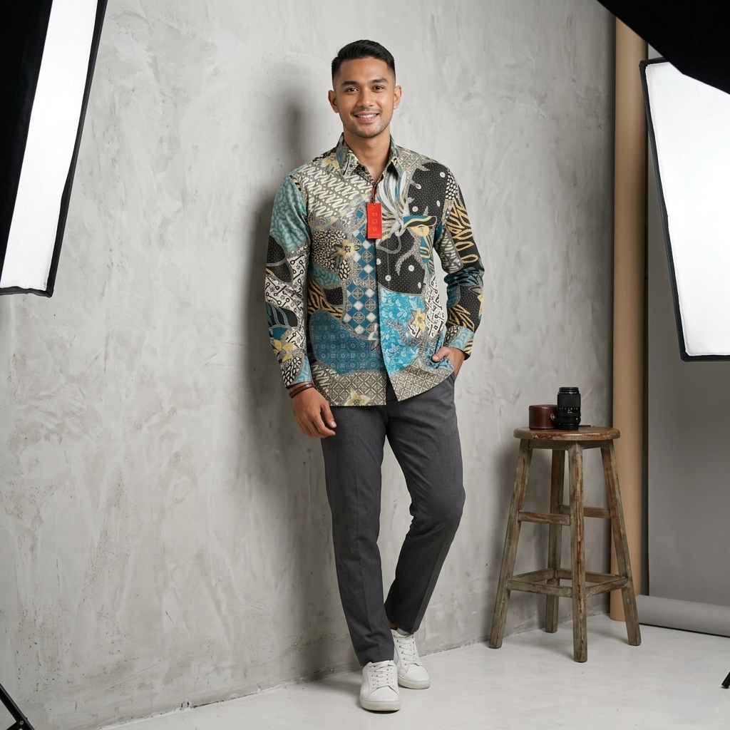 Baju Batik Pria | Kemeja Batik Pria Motif Parang Sawung Lengan panjang - Baju Kemeja Batik Laki-laki