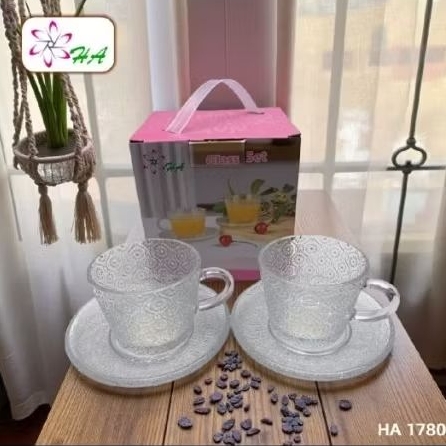 Gelas cangkir set lepek isi 2pc