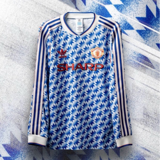 Jersey Original Asli Manchester United Reissue 1990/1992 90/92 Reissue By Adidas Long Sleeve Version