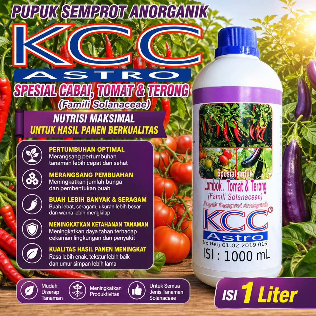 KCC ASTRO - Pupuk Semprot Cair spesial Cabai, Tomat dan Terong 1 liter