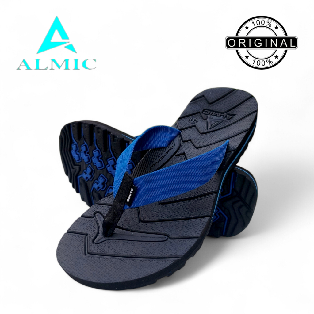Almic-Sandal Gunung Adventure biokov original blue pria wanita -Sendal Jepit outdoor Sol karet anti 