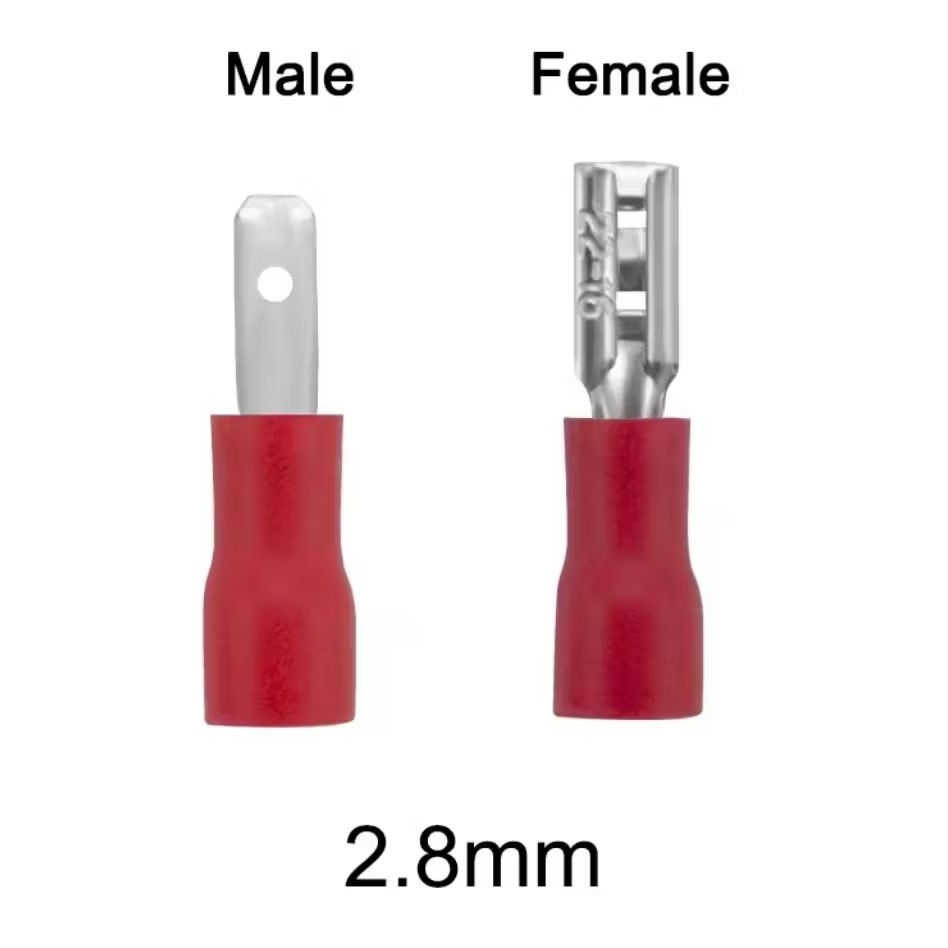 10 Pcs Skun Konektor Gepeng 2.8mm Terminal Kabel Male Female Merah 0.5-1.5mm