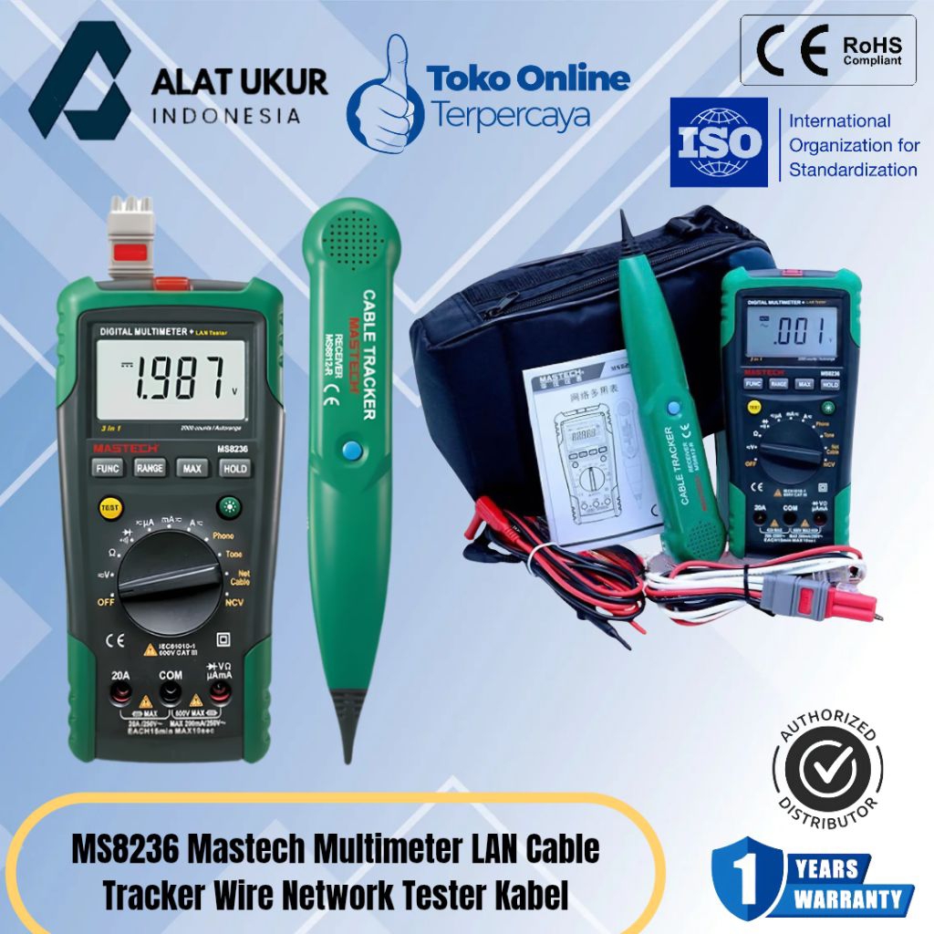 MS8236 Mastech Multimeter LAN Cable Tracker Wire Network Tester Kabel