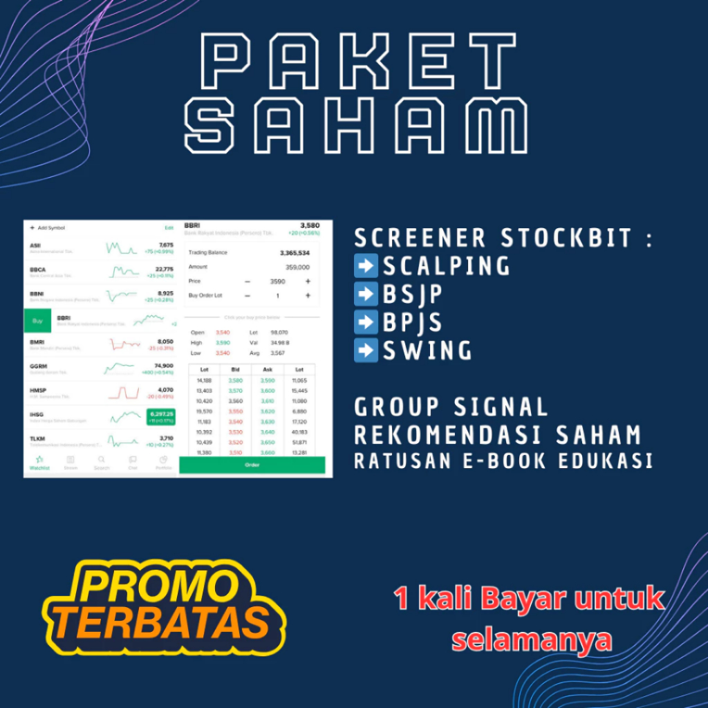 PAKET SAHAM ( Screener Setting Stockbit, Group Signal Rekomendasi Saham)